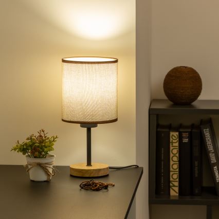 Brilagi - Pöytävalaisin NUBILA WOOD 1xE27/25W/230V tammi/ruskea