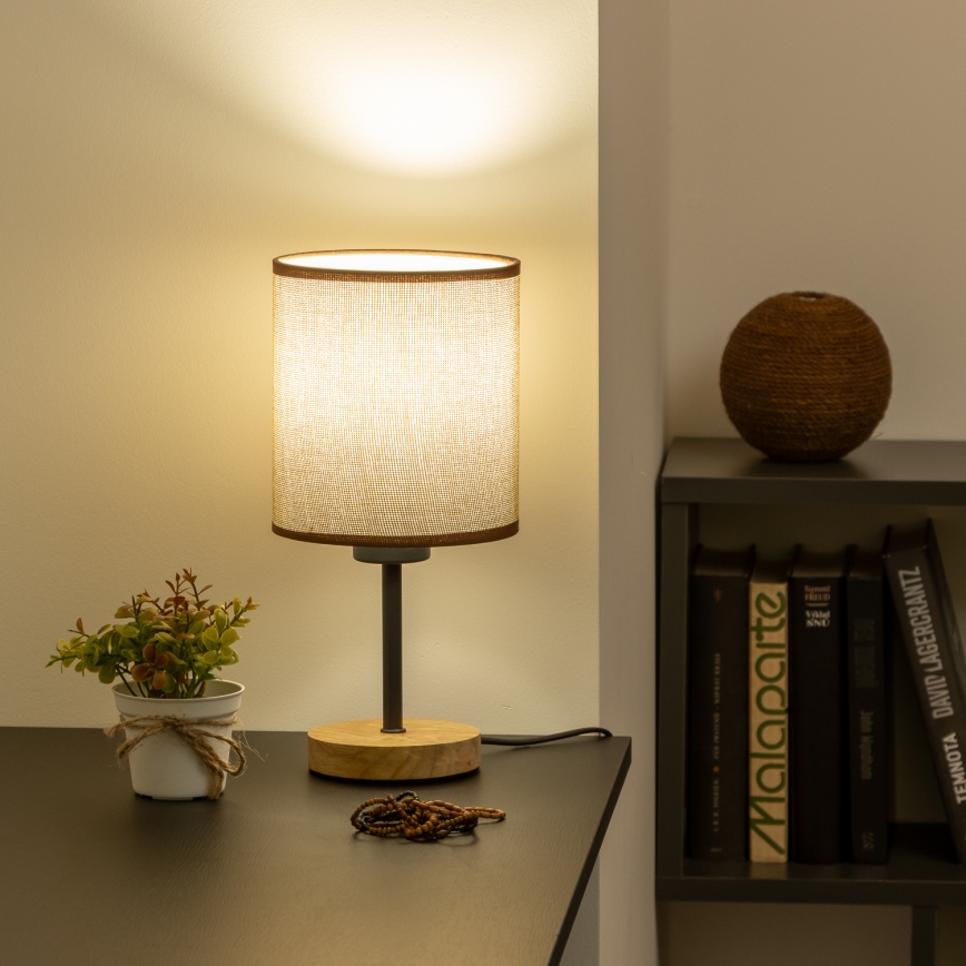 Brilagi - Pöytävalaisin NUBILA WOOD 1xE27/25W/230V tammi/ruskea