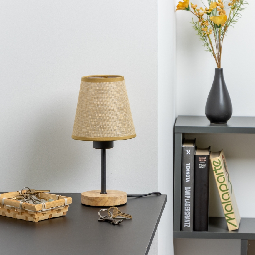 Brilagi - Pöytävalaisin NUBILA WOOD 1xE27/25W/230V tammi/vaaleanruskea