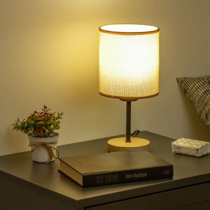 Brilagi - Pöytävalaisin NUBILA WOOD 1xE27/25W/230V tammi/vaaleanruskea