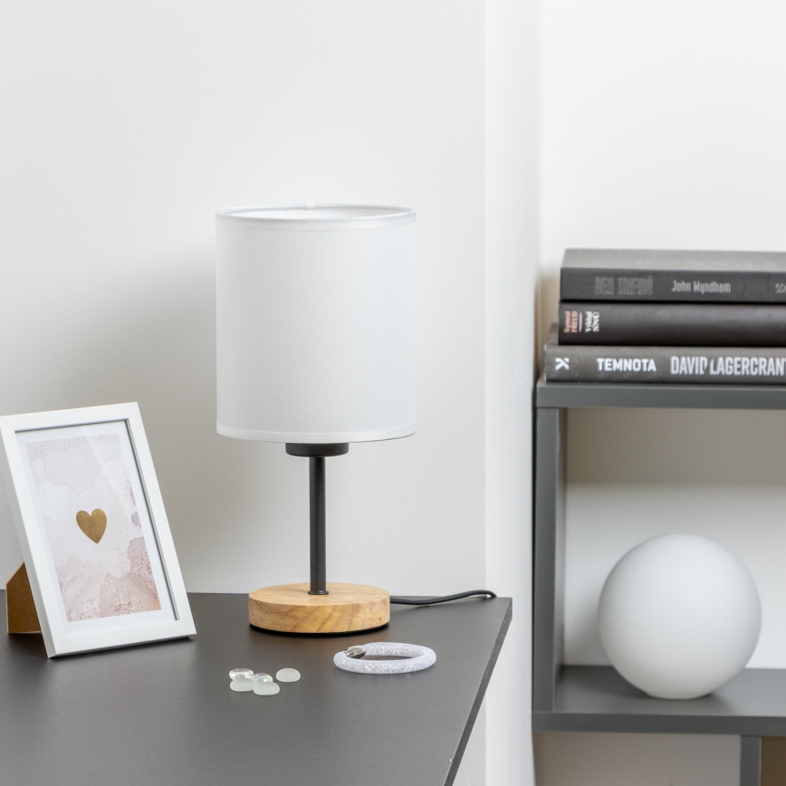 Brilagi - Pöytävalaisin NUBILA WOOD 1xE27/25W/230V tammi/valkoinen