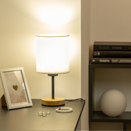 Brilagi - Pöytävalaisin NUBILA WOOD 1xE27/25W/230V tammi/valkoinen