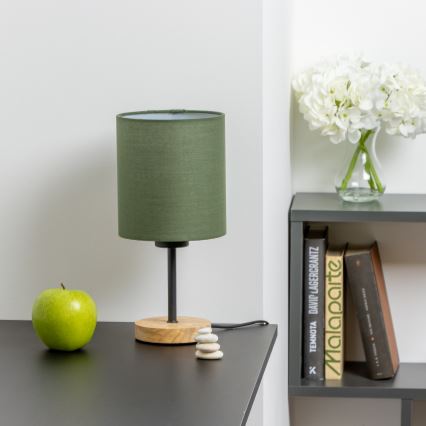 Brilagi - Pöytävalaisin NUBILA WOOD 1xE27/25W/230V tammi/vihreä