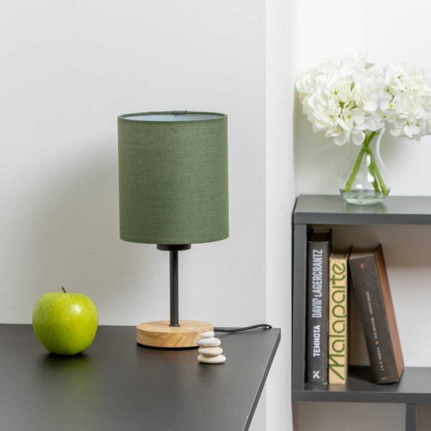 Brilagi - Pöytävalaisin NUBILA WOOD 1xE27/25W/230V tammi/vihreä