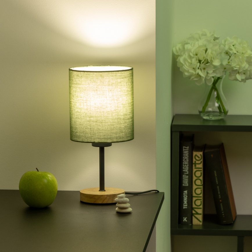 Brilagi - Pöytävalaisin NUBILA WOOD 1xE27/25W/230V tammi/vihreä