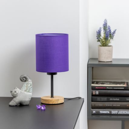 Brilagi - Pöytävalaisin NUBILA WOOD 1xE27/25W/230V tammi/violetti
