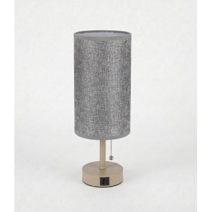 Brilagi - Pöytävalaisin USB-portilla TABLON 1xE27/25W/230V beige/harmaa