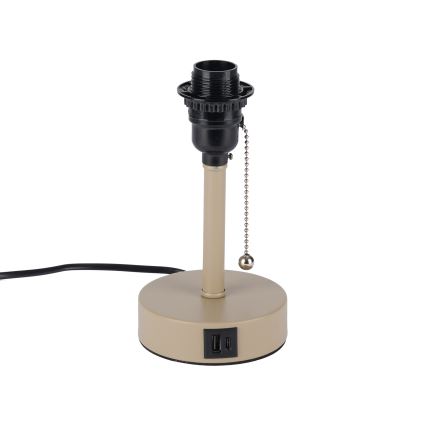 Brilagi - Pöytävalaisin USB-portilla TABLON 1xE27/25W/230V beige/harmaa