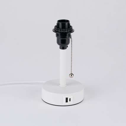 Brilagi - pöytävalaisin USB-portilla TABLON 1xE27/25W/230V valkoinen