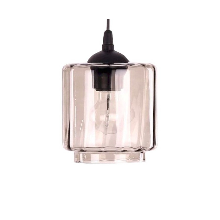 BRILAGI - Pöytävalaisin WOOD GLASS 1xE27/40W/230V ruskea/musta/savuinen beige