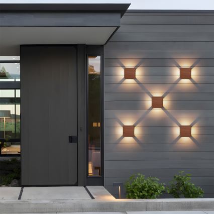 Brilagi - QUADRAY LED/6W/230V ulkoseinävalaisin, puukuvioitu, IP54