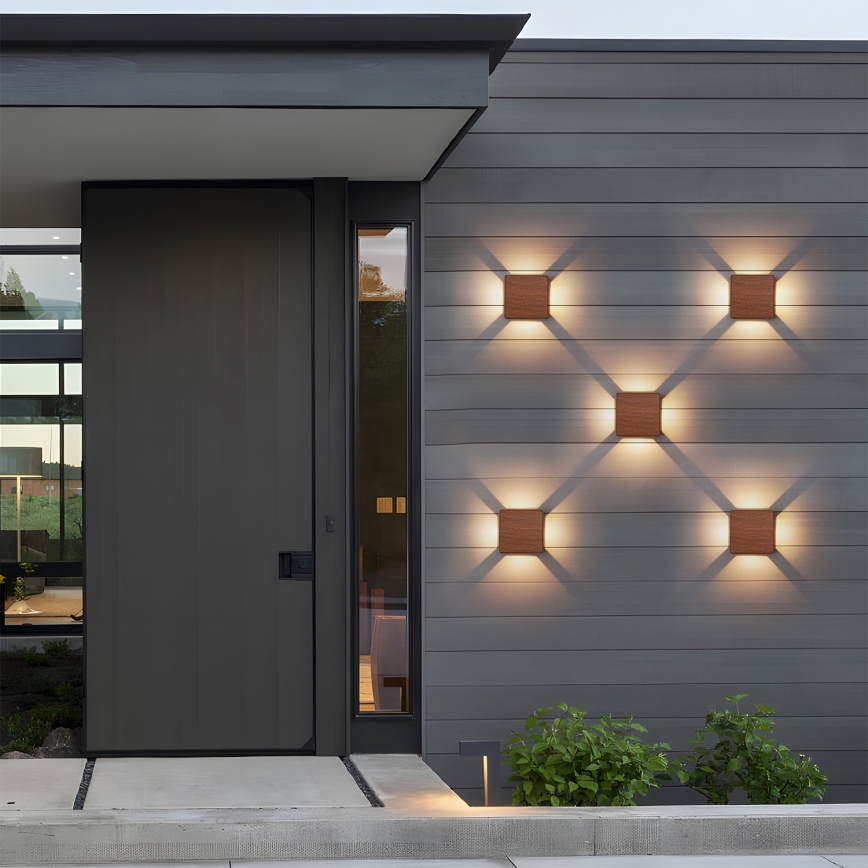 Brilagi - QUADRAY LED/6W/230V ulkoseinävalaisin, puukuvioitu, IP54