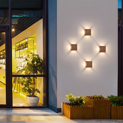 Brilagi - QUADRAY LED/6W/230V ulkoseinävalaisin, puukuvioitu, IP54