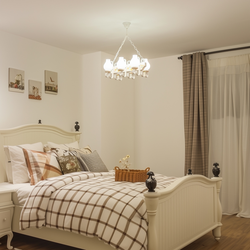 Brilagi - QUEEN riippuvalaisin ketjulla 6xE14/40W/230V pyökki/kerma