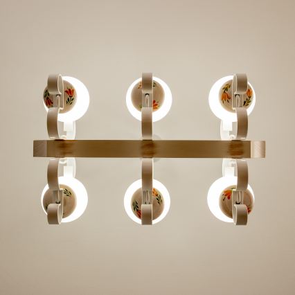 Brilagi - QUEEN riippuvalaisin ketjulla 6xE14/40W/230V pyökki/kerma