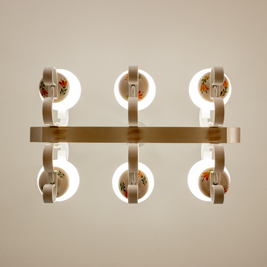 Brilagi - QUEEN riippuvalaisin ketjulla 6xE14/40W/230V pyökki/kerma