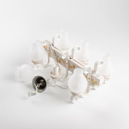 Brilagi - QUEEN riippuvalaisin ketjulla 6xE14/40W/230V pyökki/kerma