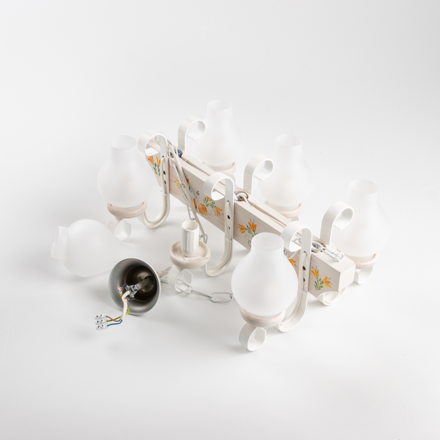 Brilagi - QUEEN riippuvalaisin ketjulla 6xE14/40W/230V pyökki/kerma