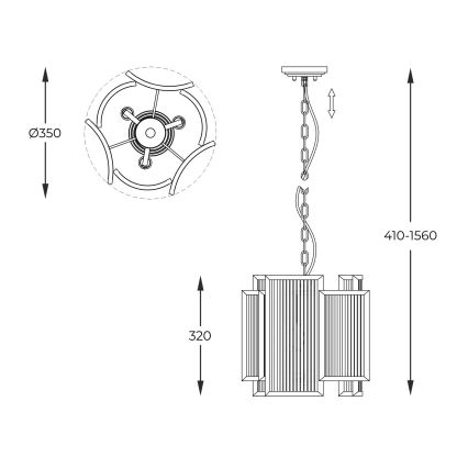 Brilagi - RAMOS-riippuvalaisin ketjulla 3xE14/60W/230V, kultainen