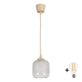 BRILAGI - RETRO GLASS LED-riippuvalaisin 1xE27/60W/230V, halkaisija 14 cm, beige/valkoinen
