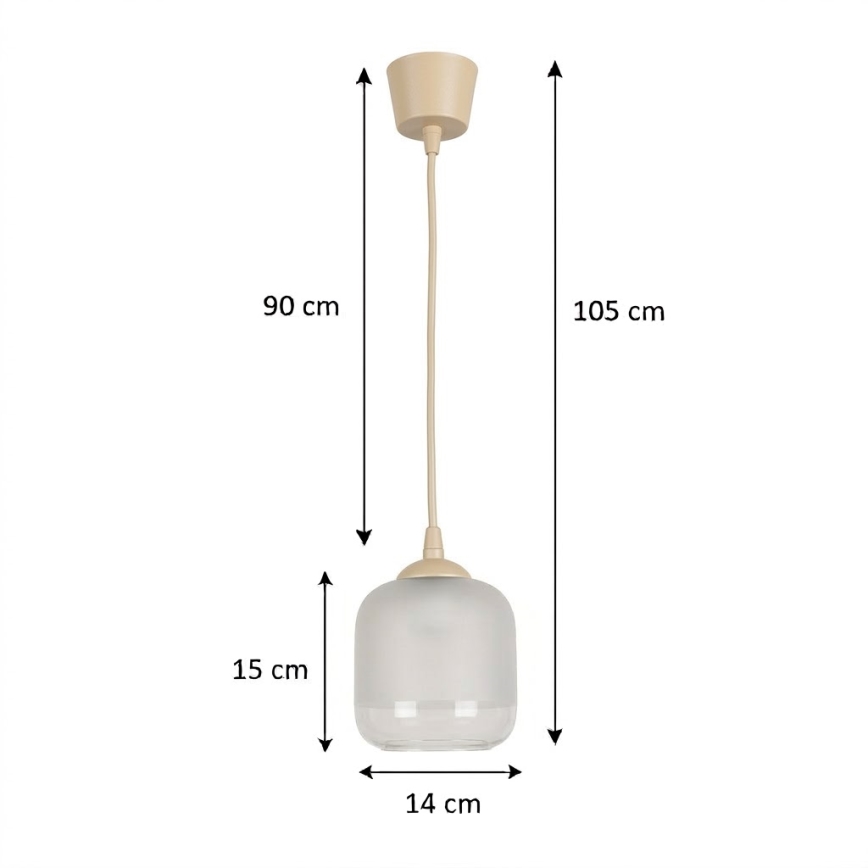 BRILAGI - RETRO GLASS LED-riippuvalaisin 1xE27/60W/230V, halkaisija 14 cm, beige/valkoinen