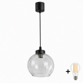 BRILAGI - RETRO GLASS LED-riippuvalaisin kaapelilla 1xE27/60W/230V, halkaisija 25 cm, musta/kirkas