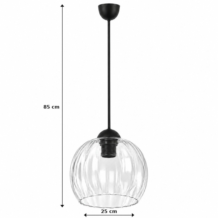 BRILAGI - RETRO GLASS LED-riippuvalaisin kaapelilla 1xE27/60W/230V, halkaisija 25 cm, musta/kirkas