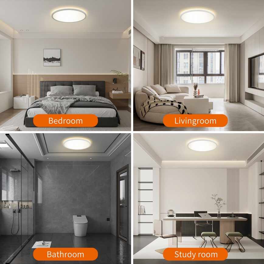 Brilagi - LED RGBW Himennettävä kattovalaisin ULTRA SLIM LED/18W/230V 2700-6500K halkaisija 30 cm valkoinen + kaukosäädin