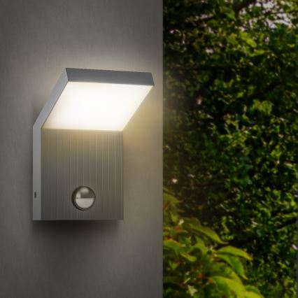 Brilagi - LED ulkoseinävalaisin liiketunnistimella RIANO LED/8W/230V hopea IP65