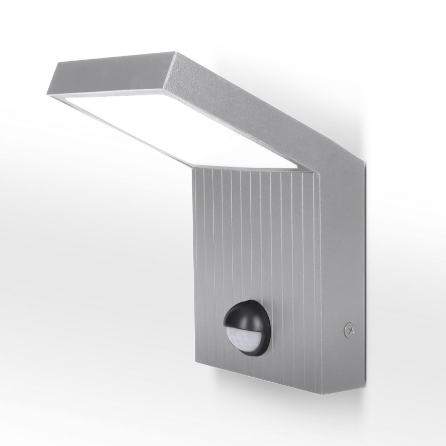 Brilagi - LED ulkoseinävalaisin liiketunnistimella RIANO LED/8W/230V hopea IP65