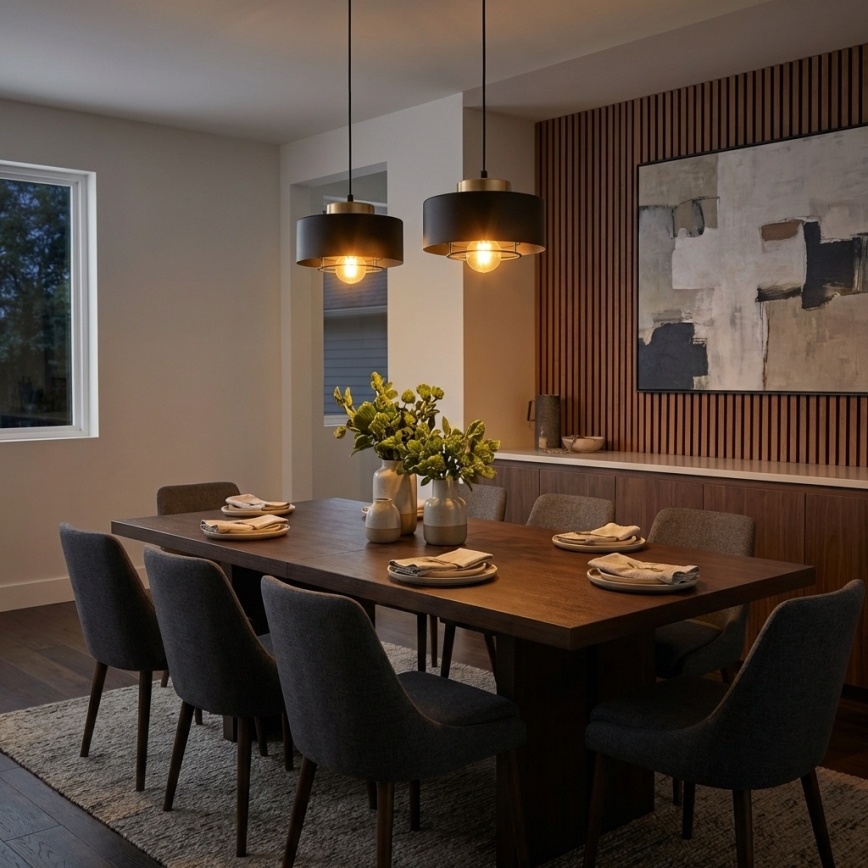 Brilagi - riippuvalaisin johdolla 2xE27/60W/230V musta/kultainen