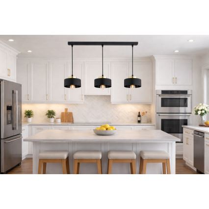 Brilagi - Riippuvalaisin johdolla 3xE27/60W/230V musta/kulta