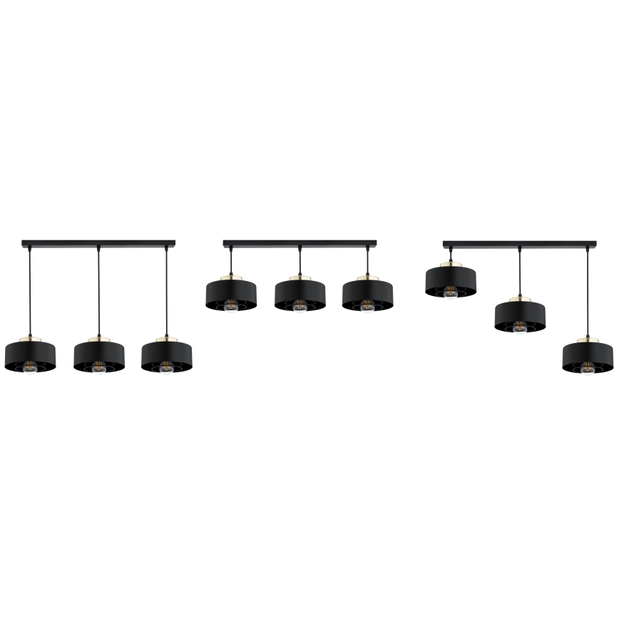 Brilagi - Riippuvalaisin johdolla 3xE27/60W/230V musta/kulta