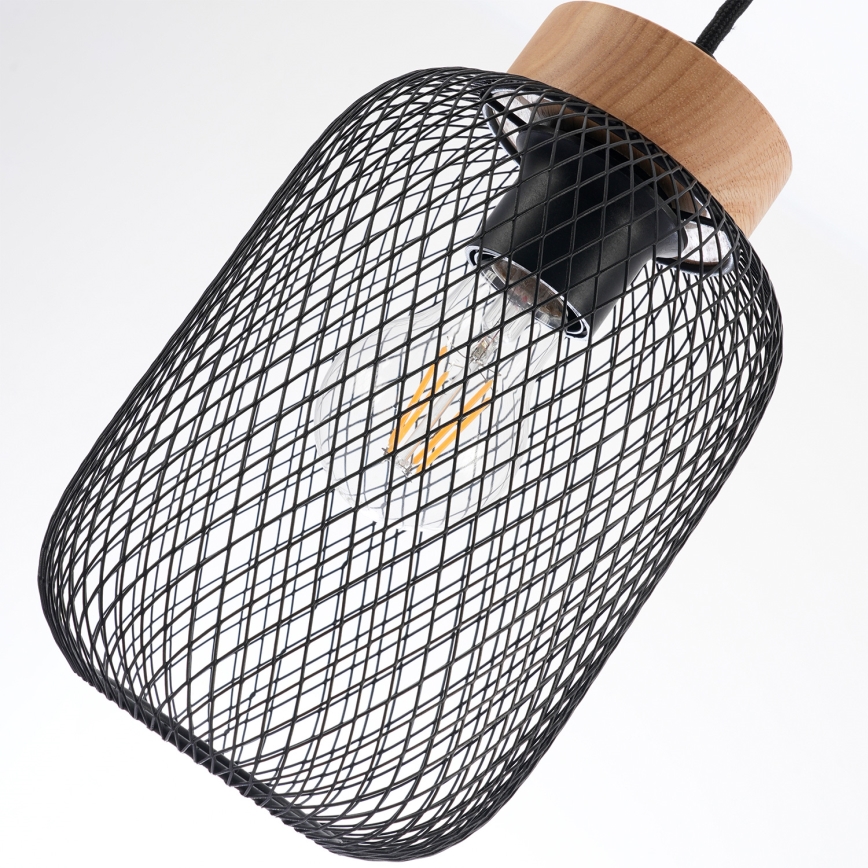 Brilagi - Riippuvalaisin johdolla BASKLITE 3xE27/15W/230V puu/musta