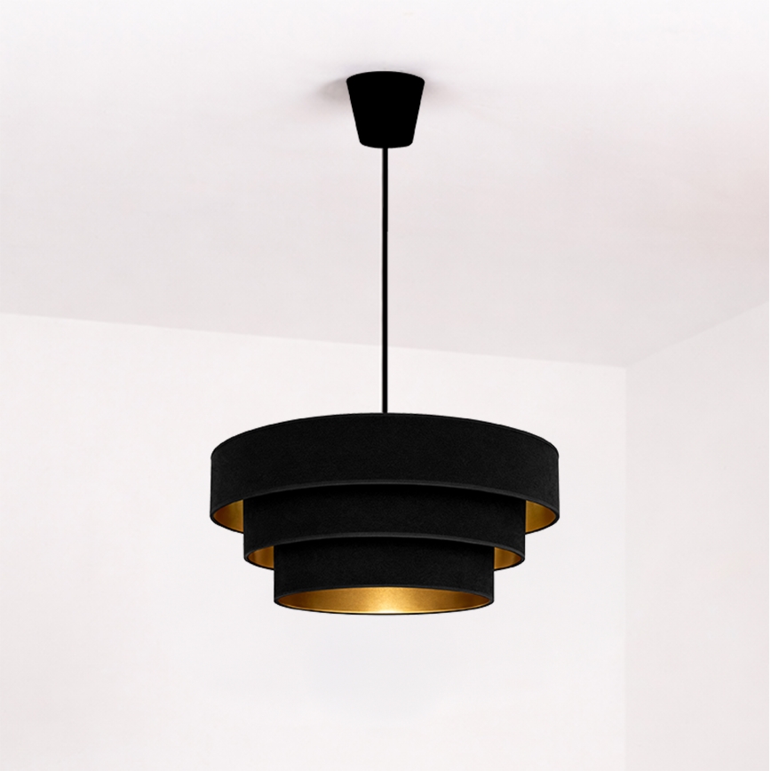 Brilagi - Riippuvalaisin johdolla LUNETA 1xE27/60W/230V halkaisija 40 cm musta/kultainen