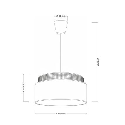 Brilagi - Riippuvalaisin johdolla PADOVA 1xE27/60W/230V halkaisija 40 cm kermanvärinen
