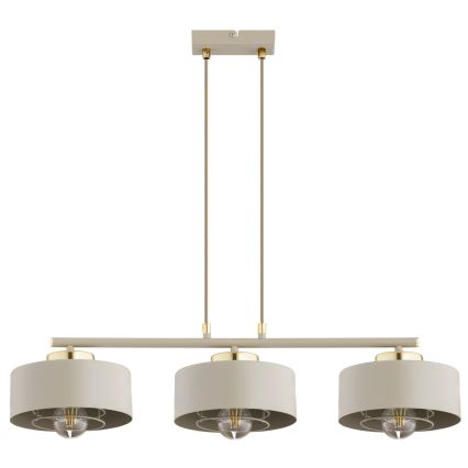 Brilagi - Riippuvalaisin johdolla SPRING 3xE27/60W/230V beige/kultainen