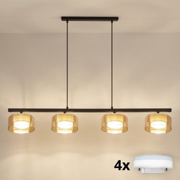 Brilagi - Riippuvalaisin kaapelilla AURA LUX 4xGX53/30W/230V musta/kultainen