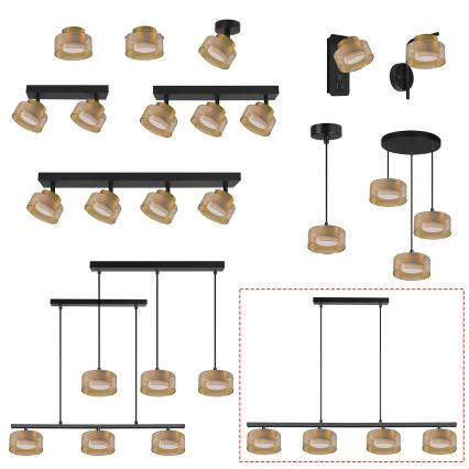 Brilagi - Riippuvalaisin kaapelilla AURA LUX 4xGX53/30W/230V musta/kultainen