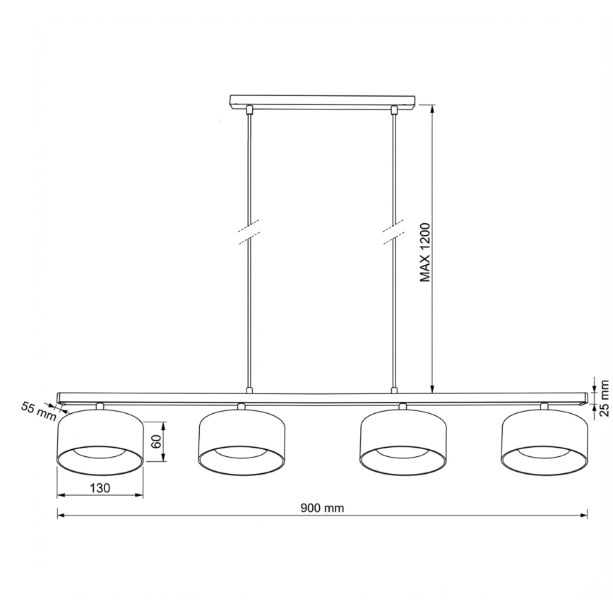 Brilagi - Riippuvalaisin kaapelilla AURA LUX 4xGX53/30W/230V musta/kultainen
