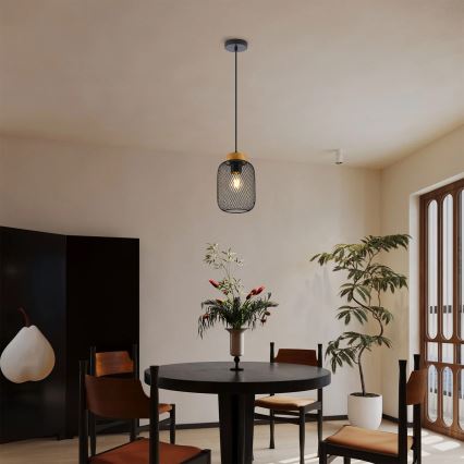 Brilagi - Riippuvalaisin kaapelilla BASKLITE 1xE27/15W/230V puu/musta