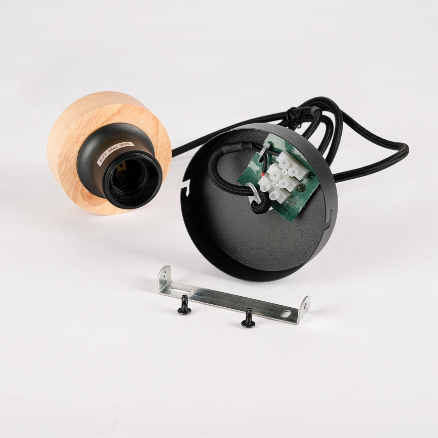 Brilagi - Riippuvalaisin kaapelilla BASKLITE 1xE27/15W/230V puu/musta