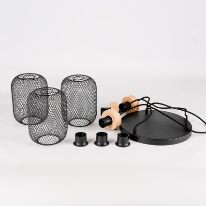 Brilagi - Riippuvalaisin kaapelilla BASKLITE 3xE27/15W/230V puu/musta