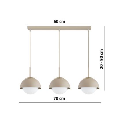 Brilagi - Riippuvalaisin kaapelilla COSMO 3xE27/60W/230V beige/kulta