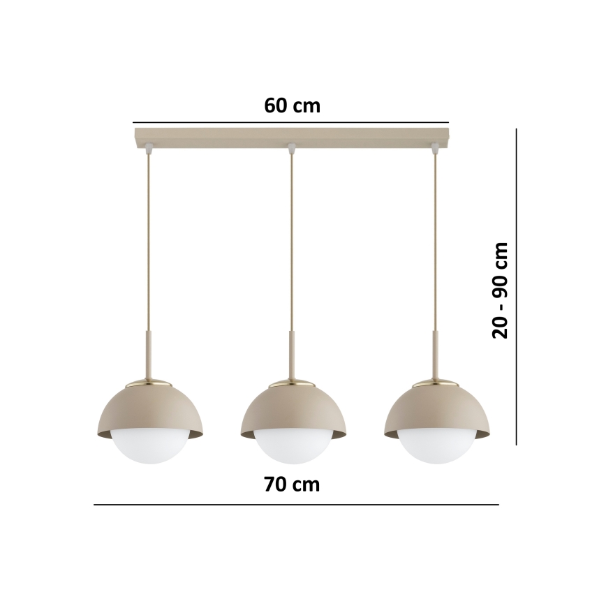 Brilagi - Riippuvalaisin kaapelilla COSMO 3xE27/60W/230V beige/kulta