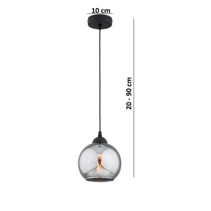 Brilagi - Riippuvalaisin kaapelilla DIOR 1xE27/60W/230V musta/savunharmaa