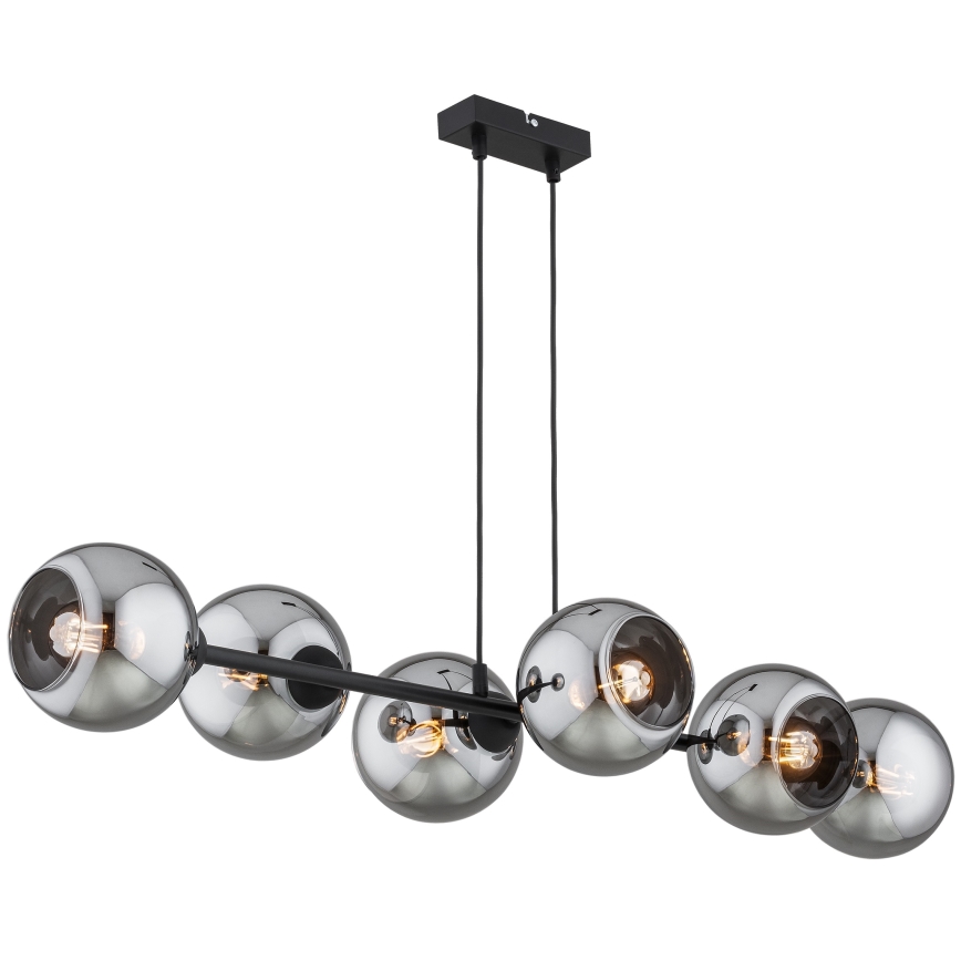 Brilagi - Riippuvalaisin kaapelilla DIOR 6xE27/60W/230V musta/savunharmaa