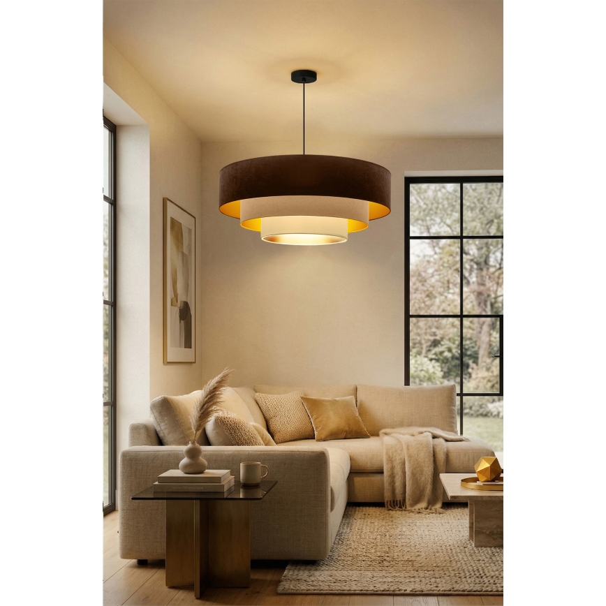 Brilagi - Riippuvalaisin kaapelilla LUNETA 3xE27/60W/230V halkaisija 80 cm ruskea/beige/kerma