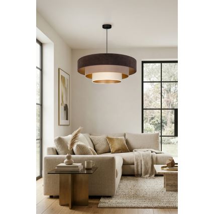 Brilagi - Riippuvalaisin kaapelilla LUNETA 3xE27/60W/230V halkaisija 80 cm ruskea/beige/kerma