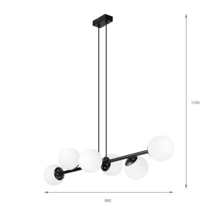 Brilagi - Riippuvalaisin kaapelilla MALONY 6xE14/20W/230V musta